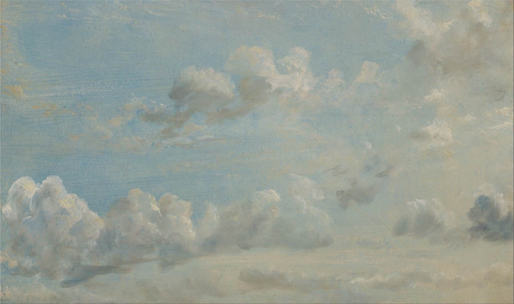 Cloud study by John Constable, 1822: a row of cumulus over a pale blue sky