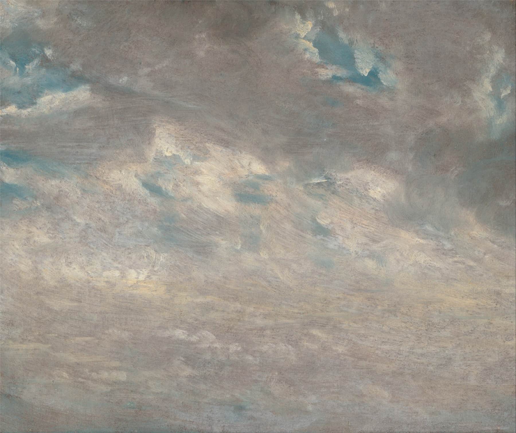 Cloud study by John Constable, 1821: grey clouds breaking over a band of light