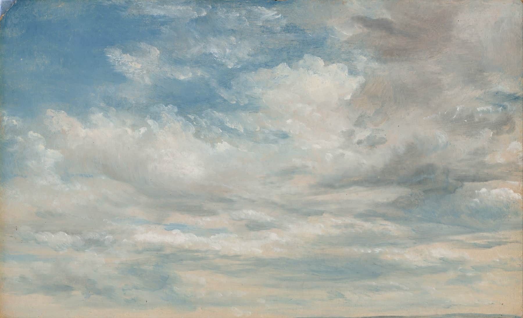 Clouds, oil sketch by John Constable, 1822: white clouds on a bright blue sky